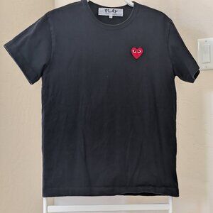 Comme des Garçons Play Black Tee w/ Red Heart Logo (Size Medium)